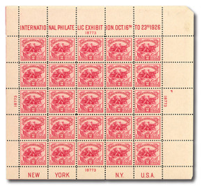 630 - 1926 2c Battle of White Plains, Carmine Rose, Souvenir Sheet 630 - 1926 2c Battle of White Plains, Carmine Rose, Souvenir Sheet