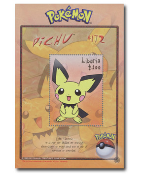 M7522 - 2001 Liberia, Pokémon: Pichu, Souvenir Sheet