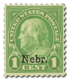 669 - 1929 1c Franklin, Green, Nebraska Overprint