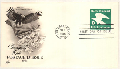 U607 - 1985 22c Eagle, Deep Green, Stamped Envelope