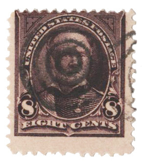 272a - 1896 8c William T. Sherman, Violet Brown, Double Line Watermark USIR, Perf. 12