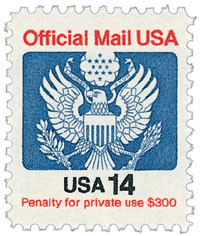 O129A - 1985 14c Red, Blue & Black, Official Mail