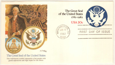U602 - 1982 20c Great Seal Of U.S., Dark Blue, Black & Magenta, Stamped Envelope