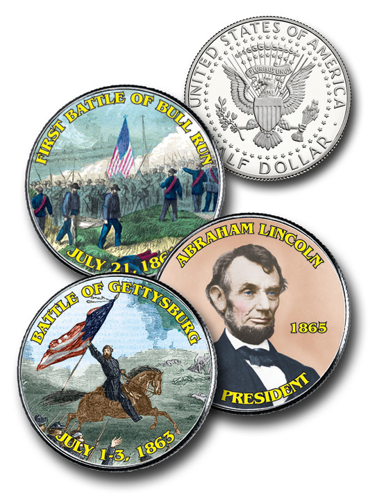 MCN128 - 3 Different Civil War Coins - Mystic Stamp Company
