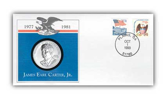 97814 - 1993 James Carter Platinum Plated Medal Cover