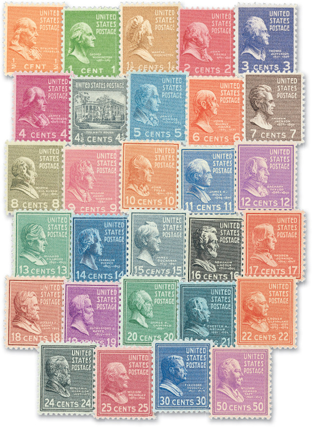 803-31 - 1938 Presidential Series, Set of 29 Stamps