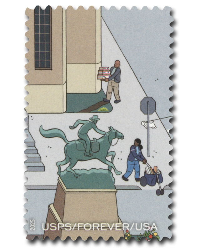 6023c - 2025 First-Class Forever Stamp - 250th Anniversary of Delivering Mail: Pony Express Statue