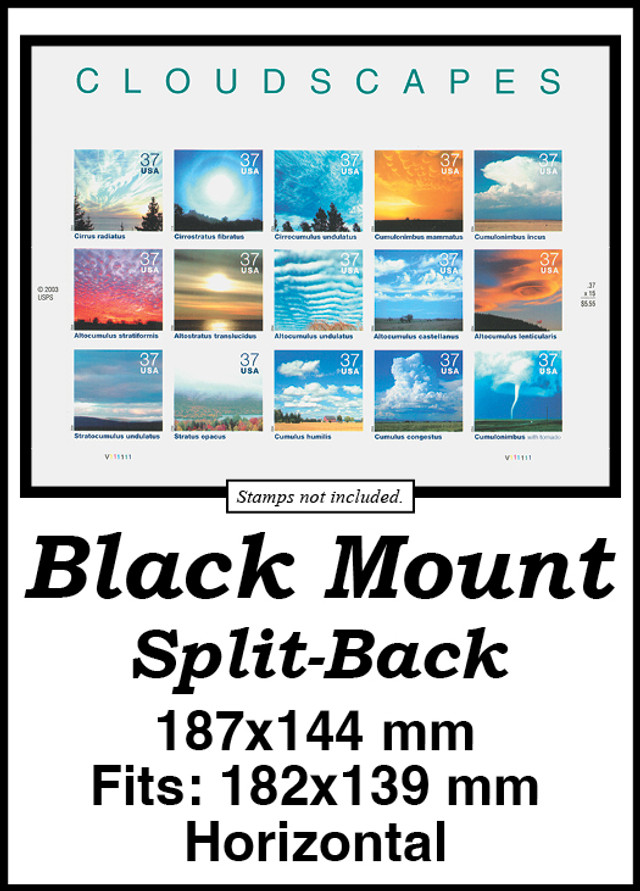 MM629 - 187x144mm 1 Horizontal Black Split-Back Mount