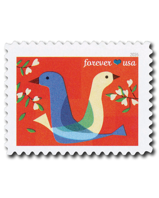 United States of America 2026 Love Stylized Birds: Red Background