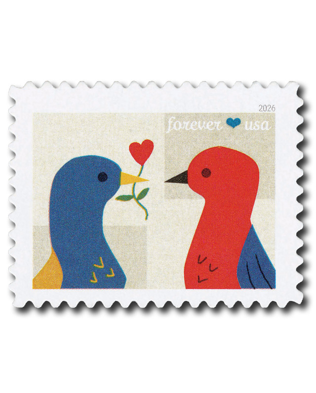 United States of America 2026 Love Stylized Birds: Gray Background
