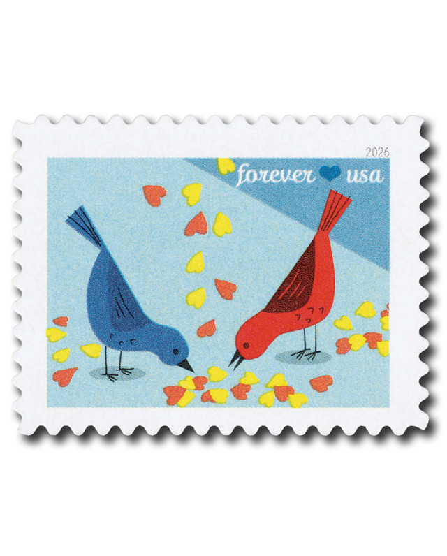 United States of America 2026 Love Stylized Birds: Light Blue Background
