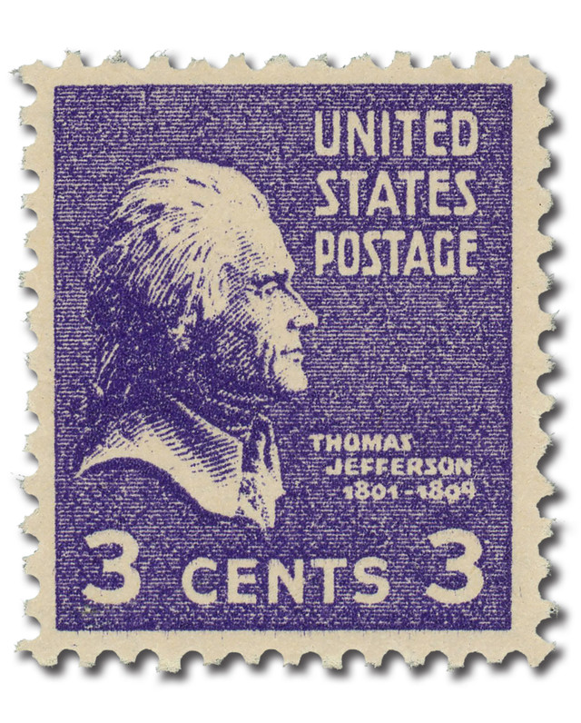 807(CF1) - 1938 #807 Jefferson, Perforated Counterfeit