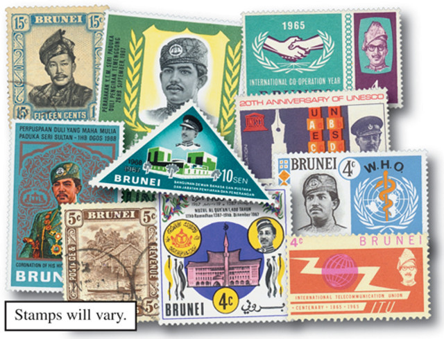 MP1288 - Brunei, 250 Different Stamps