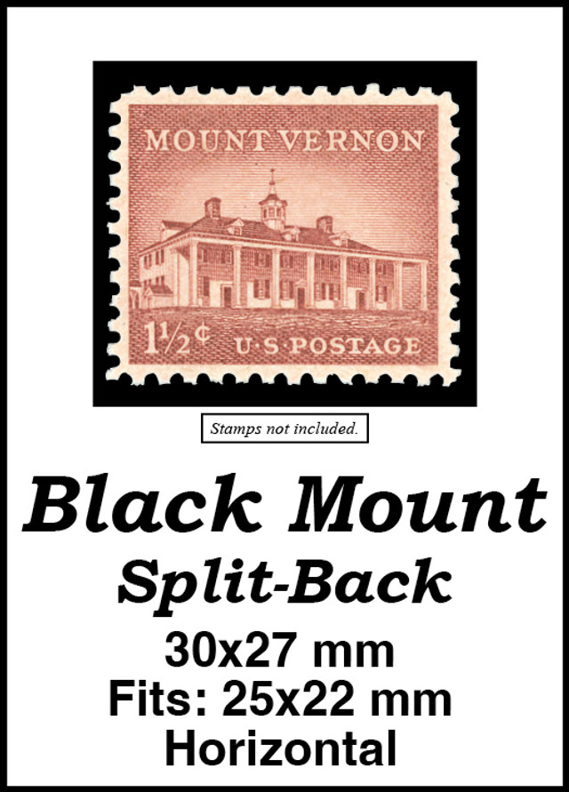 MM504 - 30x27mm 50 Horizontal Black Split-Back Mounts