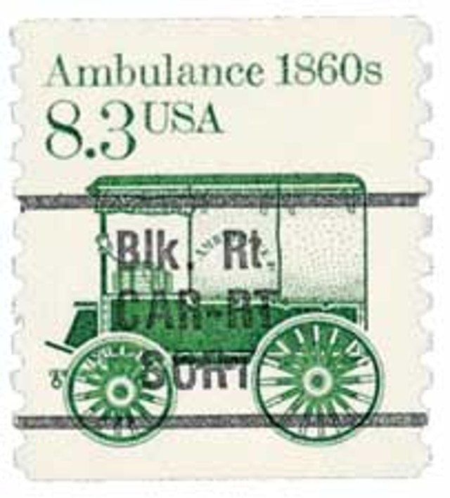 2231 - 1986 8.3c Transportation Series: 1860s Ambulance,  Pre-cancel