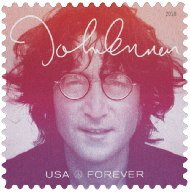 5313 - 2018 First-Class Forever Stamp - Music Icons Series: Jonh Lennon - Red/Violet