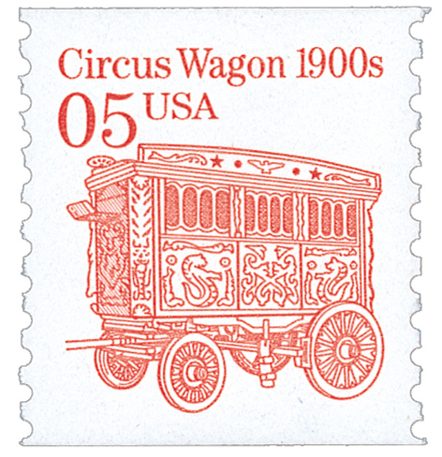 2452B - 1992 5c Transportation Series: Circus Wagon 1900s (white background)