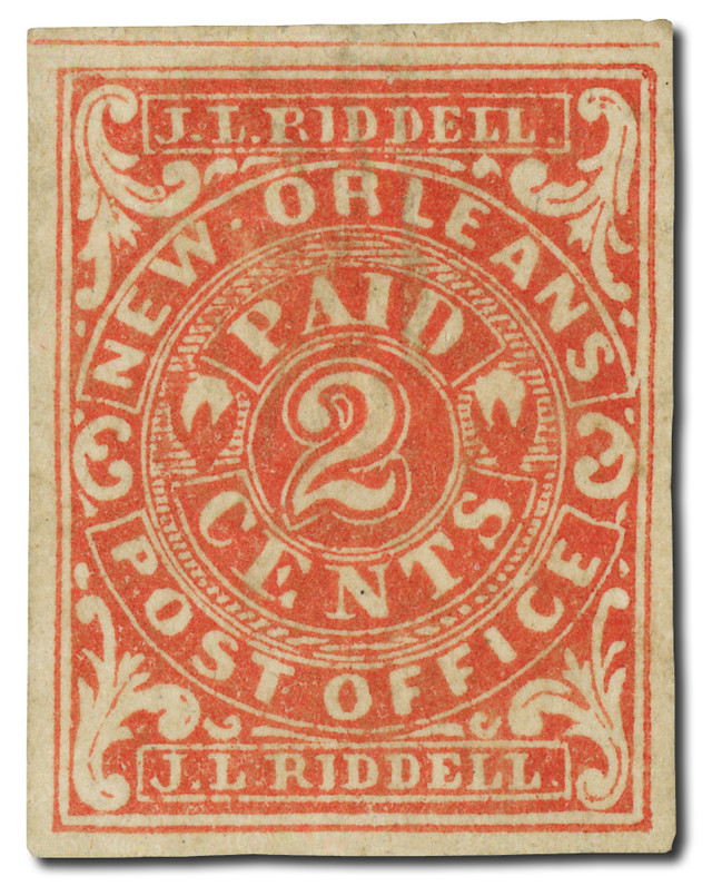 CSA62X2 - 1862 2c Postmasters' Provisional of New Orleans, LA, red