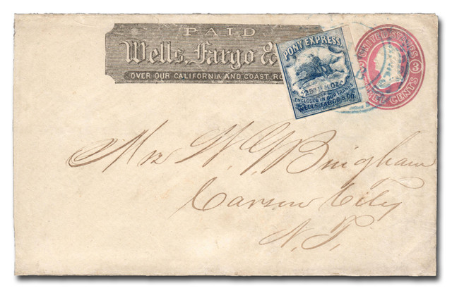 MA1908 - 1862-64 25c Wells Fargo & Co. Virginia City Pony Express, 143L8