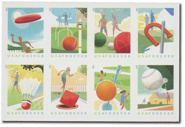 5627-34c - 2021 First-Class Forever Stamp - Imperforate Backyard Games