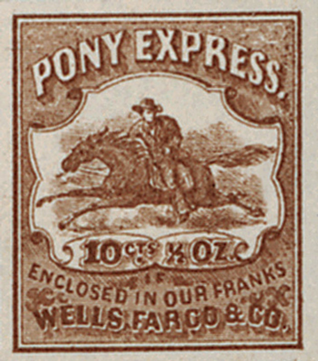 143L7 - 1862-64 10c Wells Fargo Pony Express, Brown on White Paper