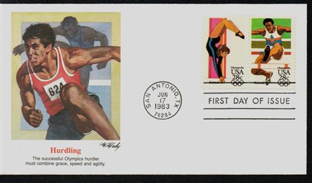 C101,C102 - 1983 28c Summer Olympics '84: Women's Gymnastics & Hurdles, First Day Cover