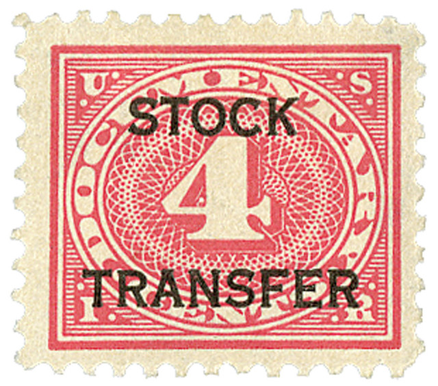 RD3 - 1918-22 4c Stock Transfer Stamp, carmine rose, horizontal overprint, perf 11