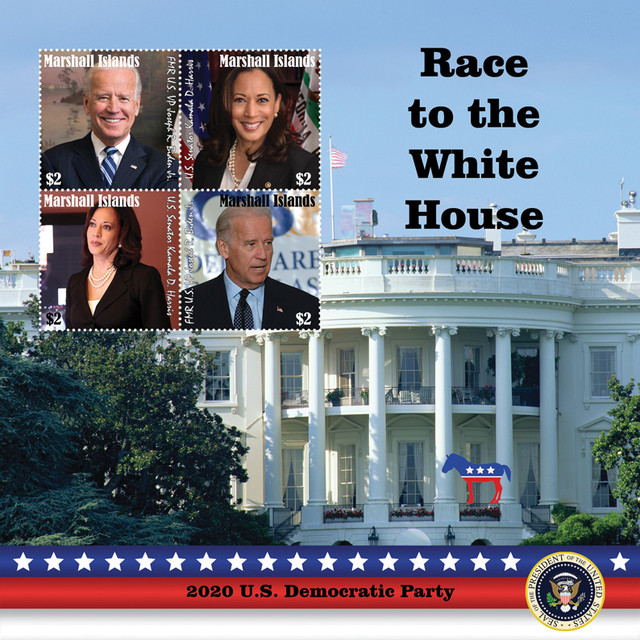 MFN074 - 2020 $2 Race to the White House - Joseph R Biden and Kamala D Harris, Mint Sheet, Marshall Islands