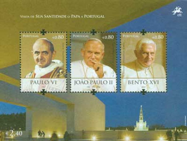 M10645 - 2010 Portugal Popes 3v Mint
