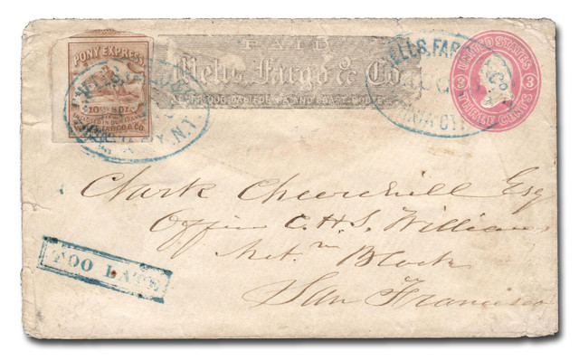 MA1907 - 1862 10c Wells Fargo & Co. Virginia City Pony Express cover Only 1 Available