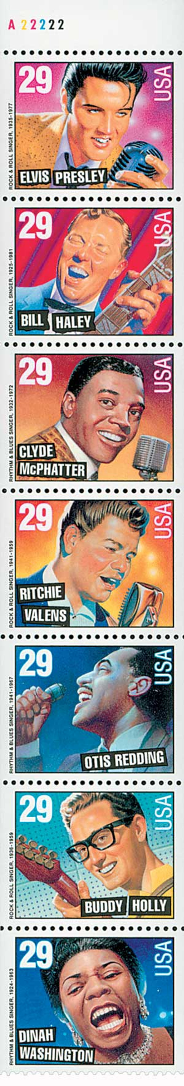 2731-37 - 1993 29c Legends of American Music, booklet stamps