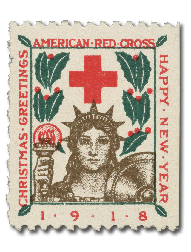 WX22 - 1918 American Red Cross Christmas Seal - Type II, perf 12 1/2 x roulette 9 1/2