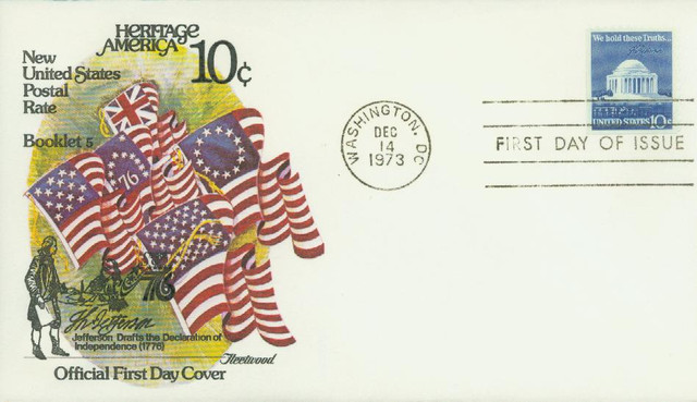 1510bs - 1973 10c Jefferson Memorial, Booklet Single First Day Cover