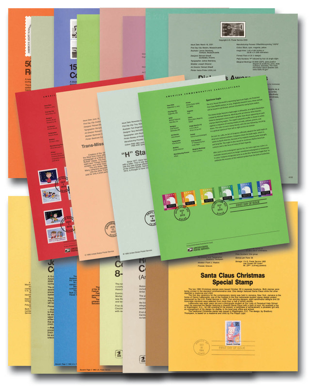 MUS115 - First Day Of Issue U.S.Souvenir Pages, 20 Different Pages