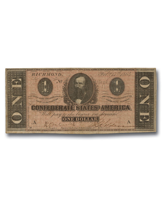 MA2029 - 1864 Confederate States of America $1 Note