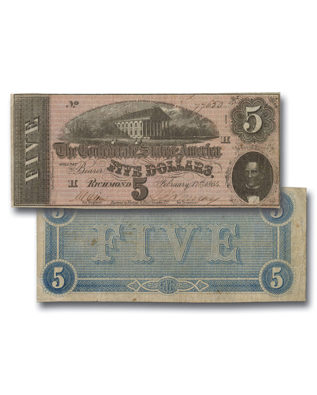 MA2030 - 1864 Confederate States of America $5 Note