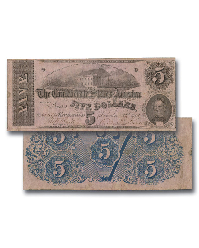 MA2031 - 1862 Confederate States of America $5 Note