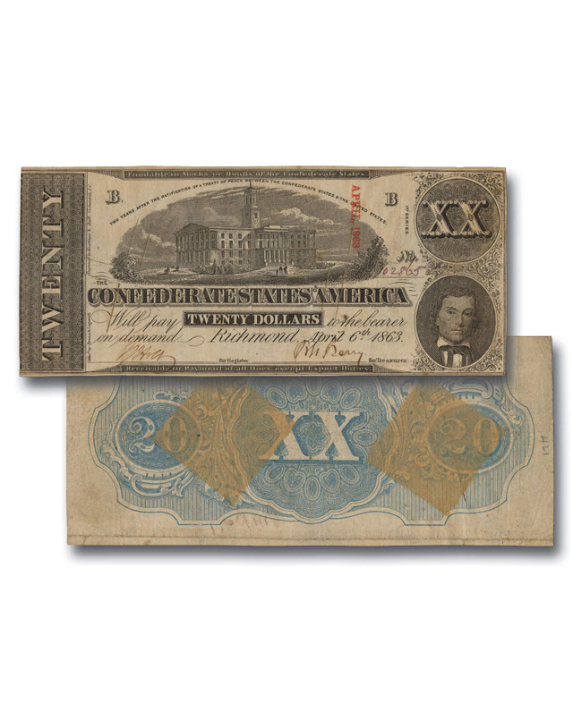 MA2034 - 1863 Confederate States of America $20 Note