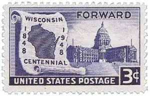957 - 1948 3c Wisconsin Statehood - Mystic Stamp Company
