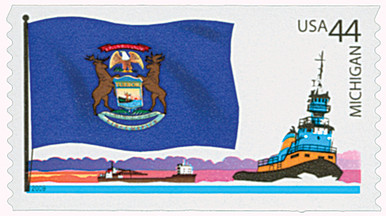 4298 - 2009 44c Flags of Our Nation: Michigan - Mystic Stamp Company 4298 - 2009 44c Flags of Our Nation: Michigan - Mystic Stamp Company
