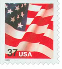 3636 - 2002 37c US Flag, Perf. 10.5 x 10.75 - Mystic Stamp Company