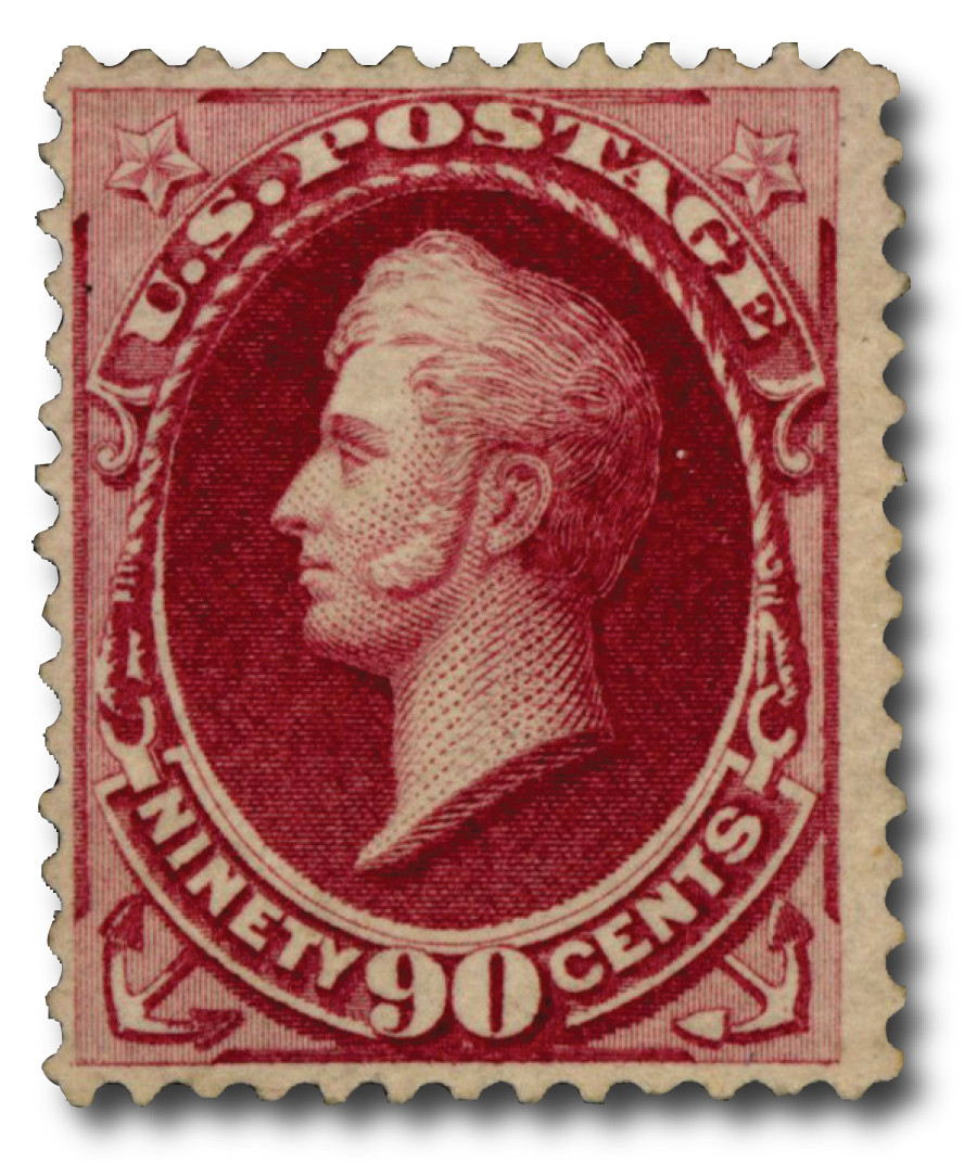 155 - 1870-71 90c Oliver H. Perry, Carmine, Hard Paper, Perf. 12