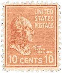 815 - 1938 10c John Tyler, Brown Red, Perf. 11x10.5 - Mystic Stamp