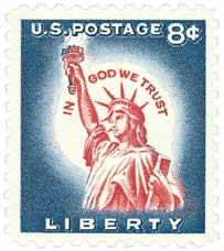 1042 - 1958 8c Liberty Series: Statue of Liberty, Redrawn, Giori