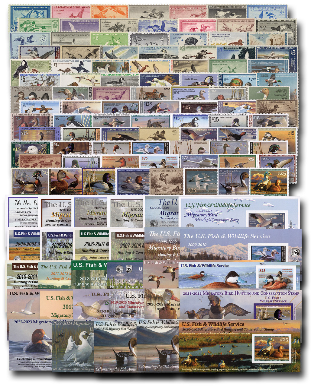 RW1-92A - 1934-2025 Complete US Duck Stamp Collection, 121 Stamps, Free Pages and Binder
