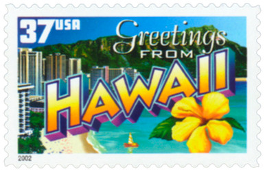 3706 - 2002 37c Greetings from America: Hawaii - Mystic Stamp Company