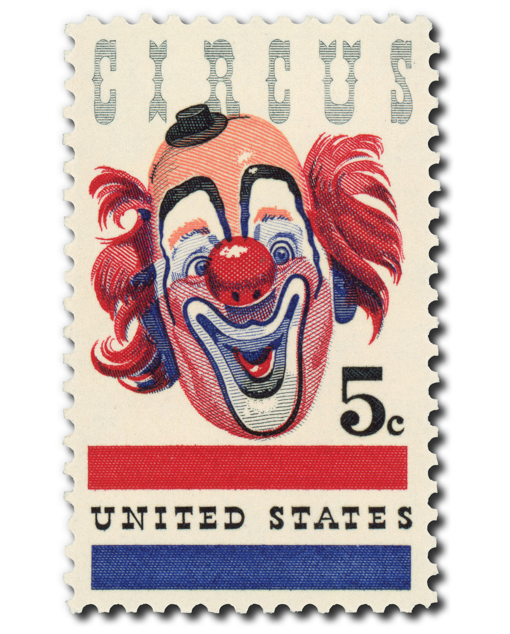 1966 American Circus Stamp featuring a Smiling Clown