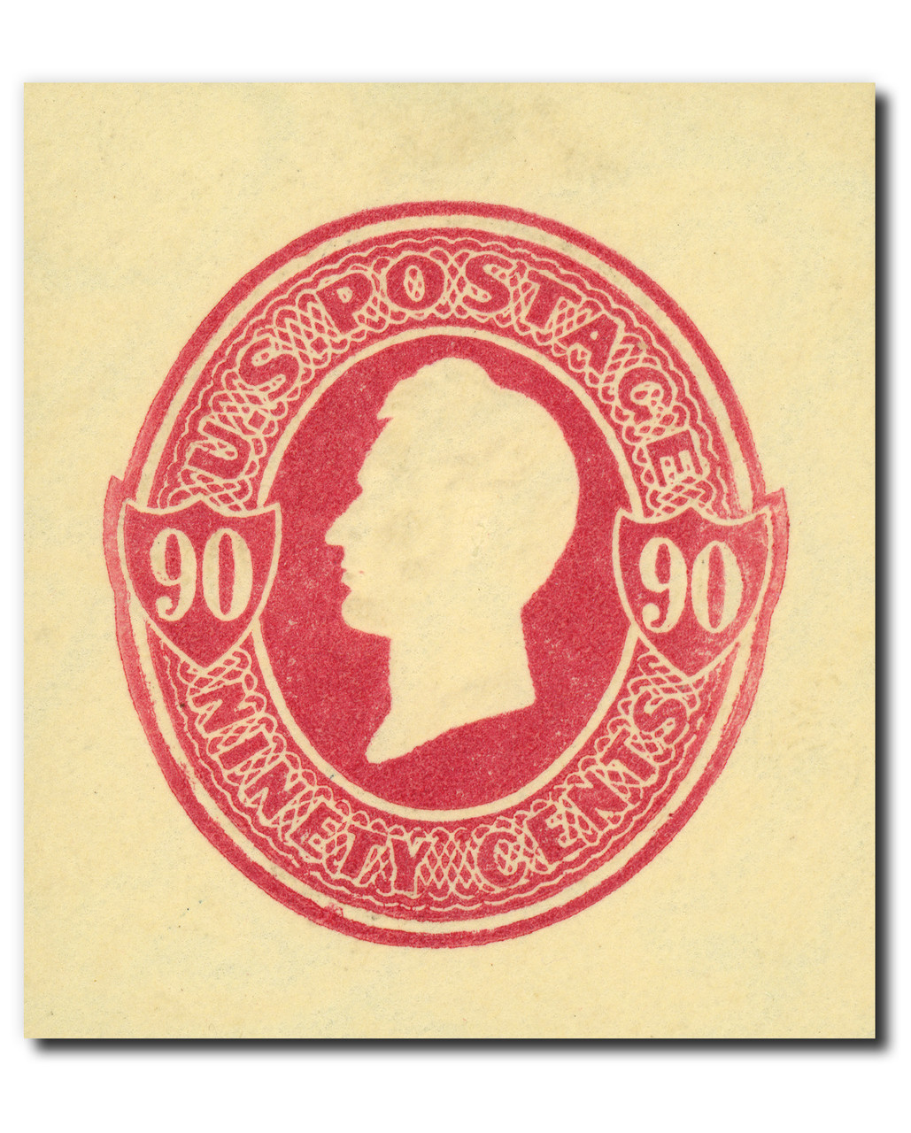 U212 - 1875 90c Oliver H. Perry, Carmine, Stamped Envelope, Amber Paper