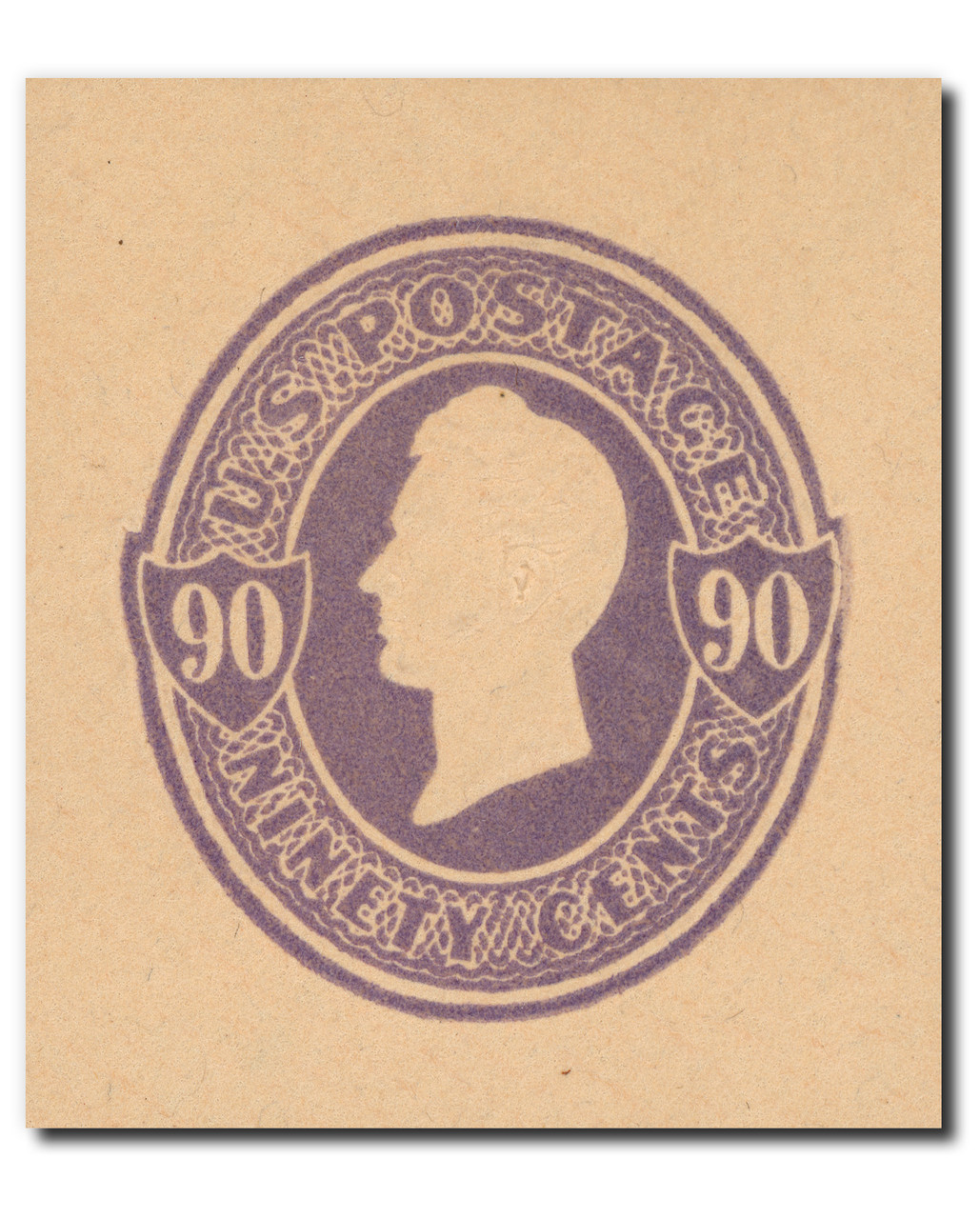 U344 - 1887-94 90 Oliver H. Perry, Purple, Stamped Envelope, Oriental Buff Paper