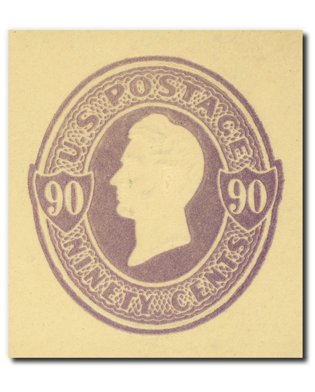 U343 - 1887-94 90 Oliver H. Perry, Purple, Stamped Envelope, Amber Paper